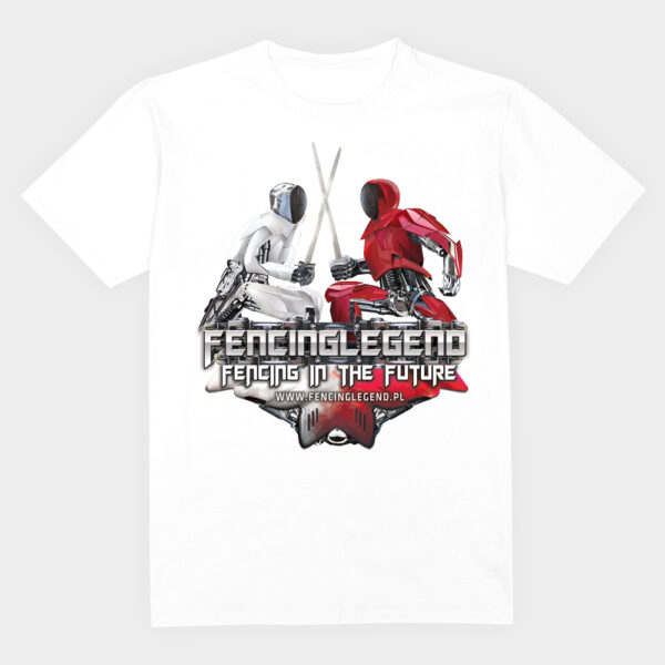 koszulka bawelniana, czarna, z nadrukiem, grafika z motywem szermierza, koszulka z serii fencing legend