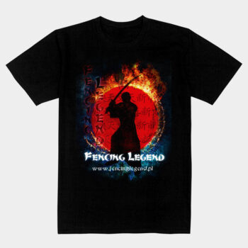 koszulka bawelniana,z nadrukiem, grafika z motywem szermierza, koszulka z serii fencing legend,samuraj