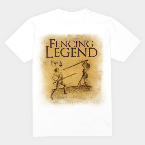 koszulka bawelniana,z nadrukiem, grafika z motywem szermierza, koszulka z serii fencing legend,ryciny