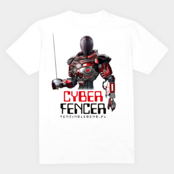 koszulka bawelniana,z nadrukiem, grafika z motywem szermierza, koszulka z serii fencing legend, cyber, roboty