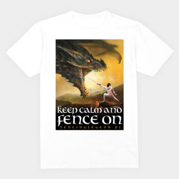 koszulka bawelniana,z nadrukiem, grafika z motywem szermierza, koszulka z serii fencing legend,smok