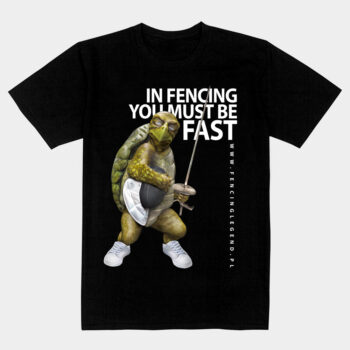 koszulka bawelniana,z nadrukiem, grafika z motywem szermierza, koszulka z serii fencing legend,żółw