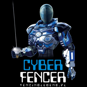 koszulka bawelniana,z nadrukiem, grafika z motywem szermierza, koszulka z serii fencing legend, cyber, roboty